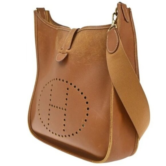 HERMES Evelyne GM Shoulder Bag Square A Courchevel Leather Brown GHW 600RF738 - Picture 2 of 13